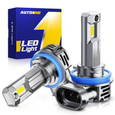 AUTOONE front packaging showing H11 bulb and accessories, clearer replacement benefit