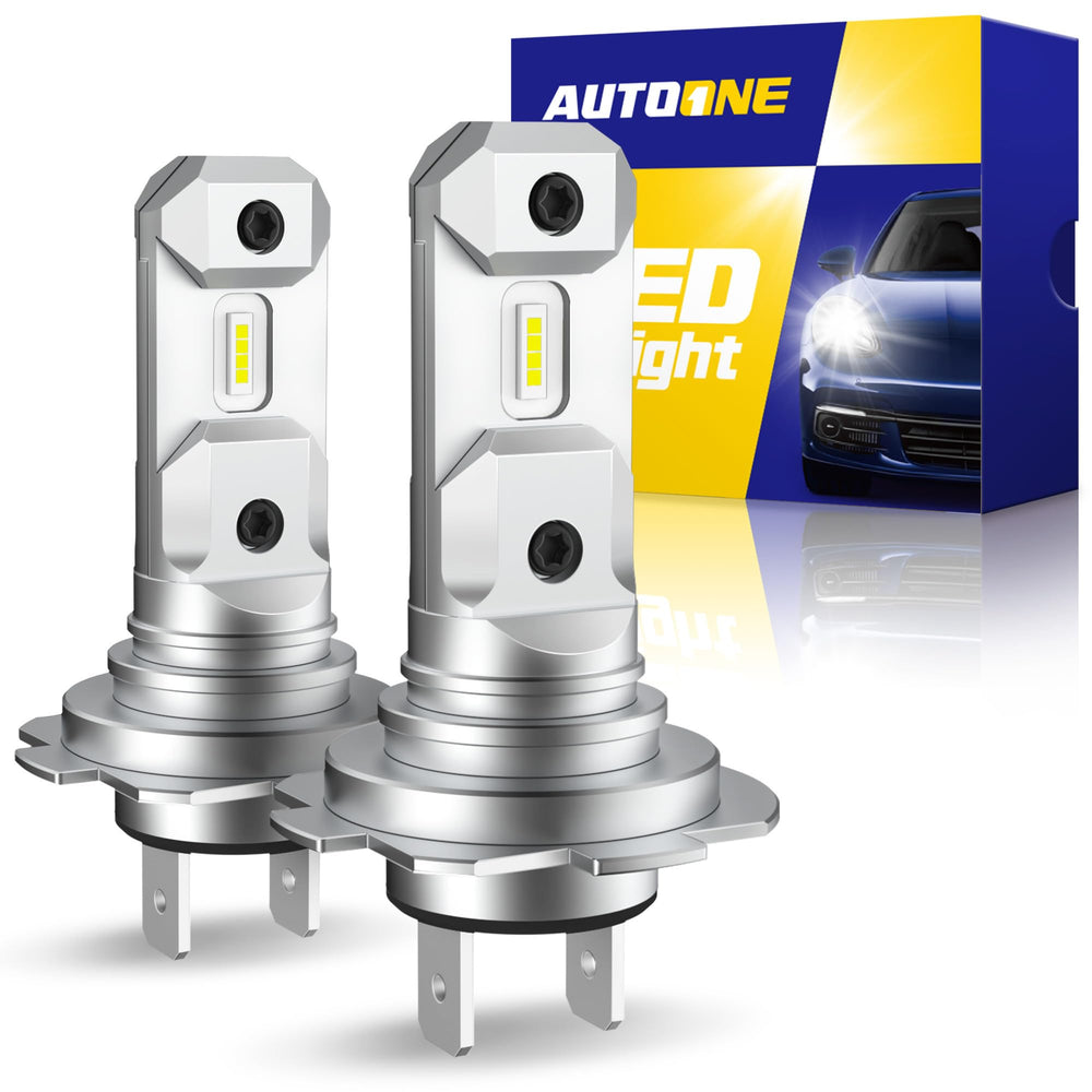 AUTOONE H7 front packaging showing 6000K cool white and 2-pack benefit