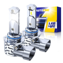AUTOONE HB3 9005 front view showing plug-and-play fit and improved visibility