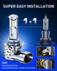 AUTOONE HB3 9005 installed in a headlight demonstrating clean beam pattern