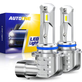 AUTOONE front view of HB4/9006 bulb showing plug-and-play fit and brighter beam