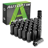 AUTOPTIM black lug nuts front packaging showing full 32-piece kit and socket