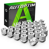 AUTOPTIM front pack of 24 chrome lug nuts showing complete set and labeling