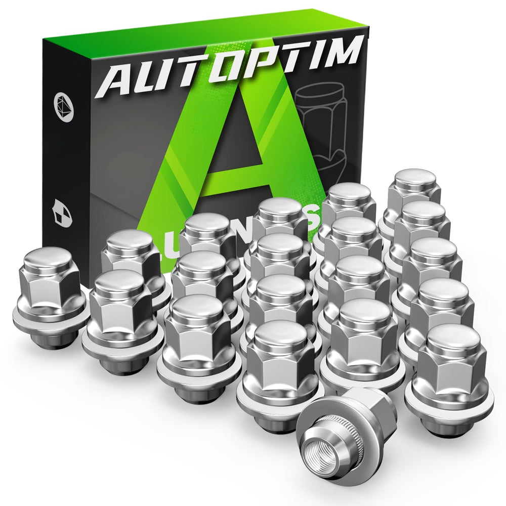 AUTOPTIM front view of 20 lug nuts showing full chrome set and even finish