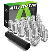 AUTOPTIM front view of chrome lug nut set showing clean finish and full kit benefit