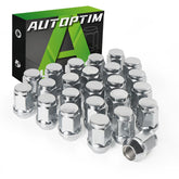 AUTOPTIM front view packaging showing 24 chrome lug nuts and brand clarity benefits