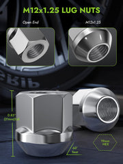 AUTOPTIM side profile of one lug nut highlighting 60° conical seat and precise hex, ensures correct seating