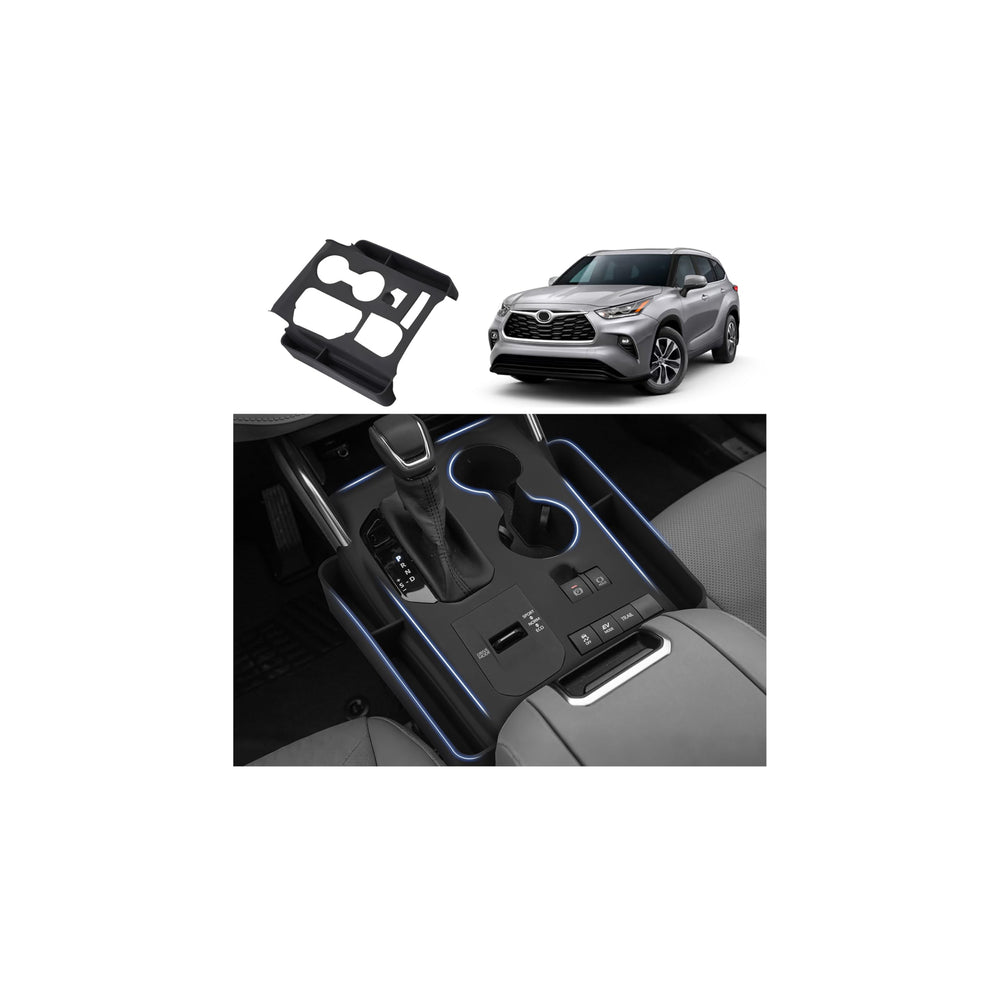Autorder front view showing console organizer protecting trim and adding storage