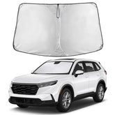 Autovir sun shade front view showing full windshield coverage and protection