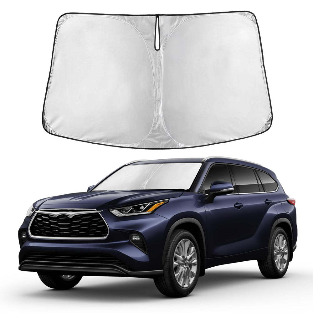 Autovir front packaging for Highlander windshield shade showing fit and brand benefits