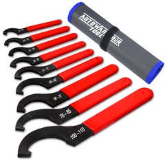 AutoWanderer Tool front view with blue roll bag showing organized wrenches for quick access