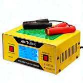 AUTTGINN front panel display showing voltage and charge progress for quick monitoring