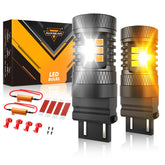 Auxbeam 3157 front view showing dual-color output and modern styling for visibility