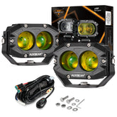 Auxbeam front view of 4-inch amber spot light showing compact housing and LED face - durable lighting