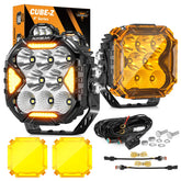 Auxbeam 4-inch front view showing dual spot and flood LEDs for improved visibility