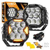 Auxbeam Cube‑Z front view showing compact pod and lens delivering bright output