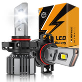 Auxbeam F15 front view showing bright lens and compact shape, improving road visibility