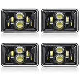 Auxbeam front view black 4x6 headlight showing beam pattern and styling benefit