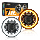 Auxbeam front view packaging showing 7-inch headlights and accessories, highlighting complete kit benefit