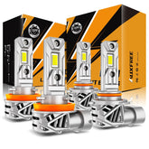 Auxbeam Q26 front view showing compact bulb and focused beam benefit