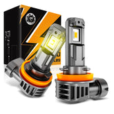 Auxbeam Q6 front view showing yellow fog lens and compact design for easy upgrade