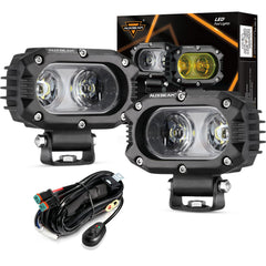 Auxbeam R4 front view showing square flood lens and robust housing benefit visibility