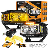 Auxbeam front view showing bright white 6,500K beam and wide coverage