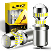 AUXITO 1156 front view showing bright white beam and quick visibility benefit