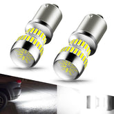 AUXITO 1156 LED front view showing bright white finish and plug-in fit