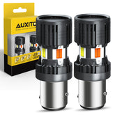 AUXITO front view of 1157 switchback bulb showing bayonet base and LED array for easy swap