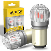 AUXITO 1157 front view showing bright red bulb and direct-fit design for visibility
