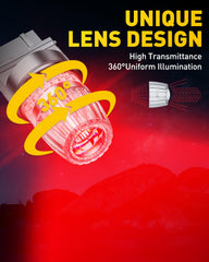 AUXITO lens close-up highlighting optical cover and even light diffusion benefit