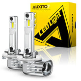 AUXITO front view of 881 LED bulbs showing plug-and-play connector and bright benefits