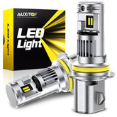 AUXITO 9004 front view showing plug-and-play design and bright output
