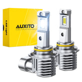 AUXITO 9005 front view showing packaging and bulb set for quick selection
