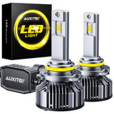 AUXITO 9005 front view showing compact bulb design and brighter output