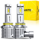 AUXITO front view of two 9006/HB4 bulbs showing bright upgrade benefit
