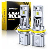 AUXITO 9007 front view showing plug-and-play fit and bright 6500K benefit