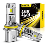 AUXITO 9007 front view showing LED array and plug-in benefit