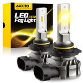 AUXITO 9145 front view bulbs showing amber lenses and compact design for clear fog lighting