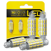 AUXITO front view of 578 LED bulbs pack showing product and brightness benefit