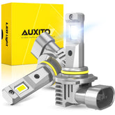 AUXITO front view of pack of 9145 LED fog bulbs showing product and branding, highlights upgrade