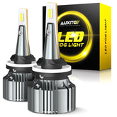 AUXITO front view of bulb pair showing compact OEM-style housing and easy install benefit