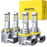 AUXITO front packaging showing H11 9005 bulbs and pack details for quick identification and benefit