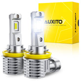 AUXITO front view of H11 H16 H8 LED bulbs showing compact plug-and-play design and easy upgrade