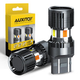 AUXITO front view of 7443 7444 LED bulbs showing dual-color design and plug
