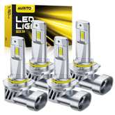 AUXITO front view of pack of four bulbs showing compact design and easy replacement benefit