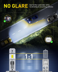 AUXITO installed H1 bulb in headlight demonstrating easy plug-and-play upgrade