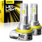 AUXITO front view packaging showing bulb pair and benefits