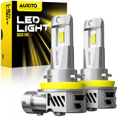 AUXITO H11 front view showing bulb design and easy installation benefit